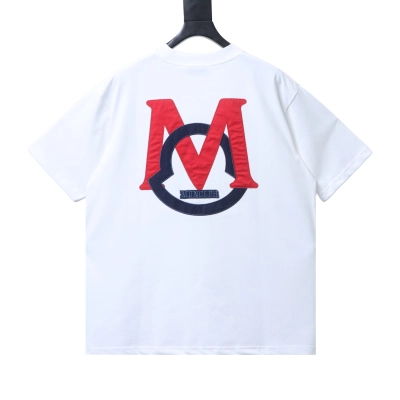 MONCLER Short-Sleeve T-Shirt with Large "M" Appliqué Embroidery on the Back 02