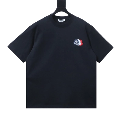Moncler Triple-Label, Shadow-Effect Embroidered Crewneck T-Shirt Black 01