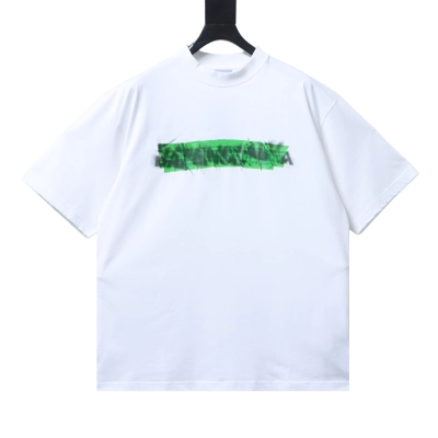 Balenciaga Glossy Double-Layer Pleated Tape Short-Sleeve T-Shirt 01