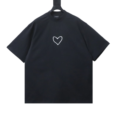 Balenciaga Silicone Heart Script Logo Short-Sleeve T-Shirt 01