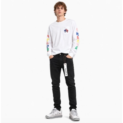 Chrome Hearts 25FW Colorful Cross Print Long-Sleeve T-Shirt White + Purple Brand Jeans All Black 01
