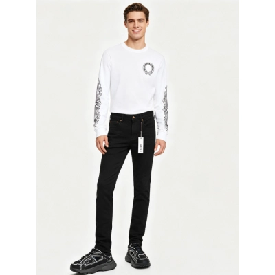 Chrome Hearts 25FW Long-Sleeve T-Shirt with Sanskrit Print on the Back White + Purple Brand Jeans All Black 01