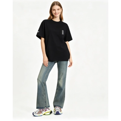 Chrome Hearts T-shirt 2201 + Balenciaga LOOK BOOK blue washed orange flared Jeans 01