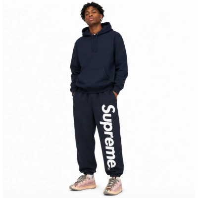 Supreme Satin Applique Sweatpant Navy SET 01
