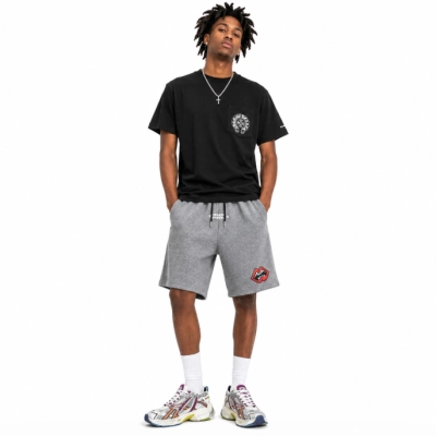 Chrome Hearts big Sanskrit print T-Shirts + Chrome Hearts 26SS Red Mouth Appliqué & Embroidery Shorts Grey 01
