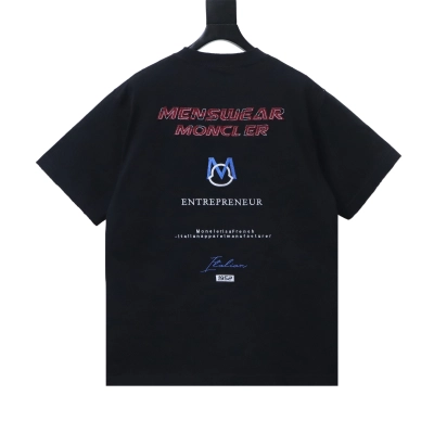 Moncler 26ss Front and Back Embroidered 1952 Short-Sleeve T-Shirt Black 02