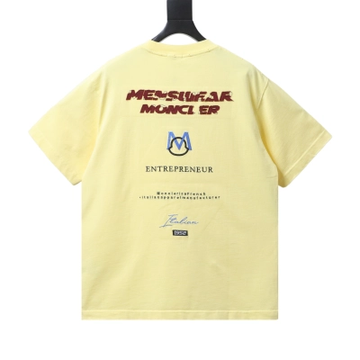 Moncler 26ss Front and Back Embroidered 1952 Short-Sleeve T-Shirt Yellow 02