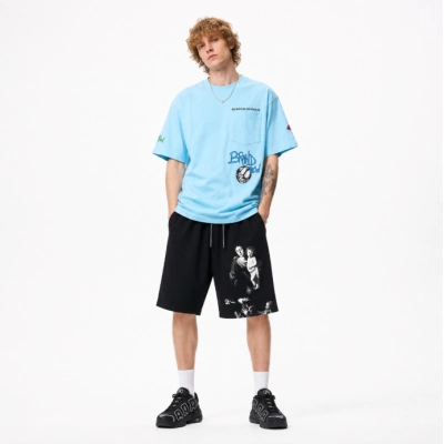 Chrome Hearts T-shirt Blue 2220 + OFF-WHITE Brushed Cotton Shorts #1177 01
