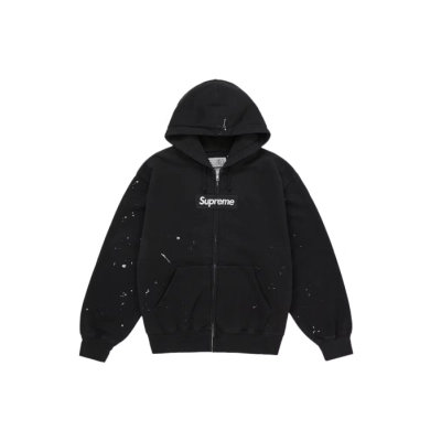 Supreme MM6 Maison Margiela Box Logo Zip Up Hooded Sweatshirt Black 01