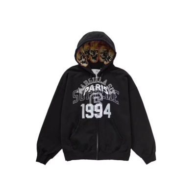 Supreme MM6 Maison Margiela Zip Up Hooded Sweatshirt Black/Green/White 02