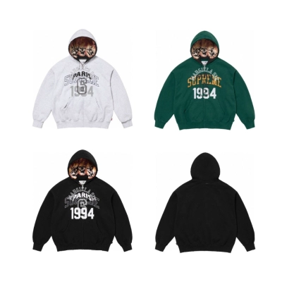Supreme MM6 Maison Margiela Zip Up Hooded Sweatshirt Black/Green/White 01