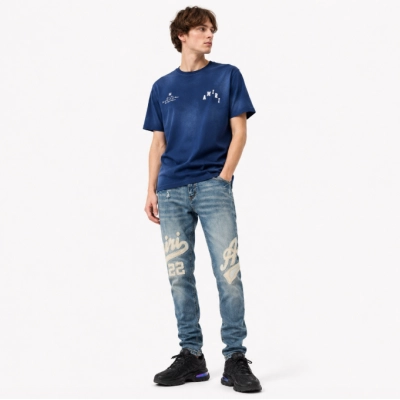 AMIRI Vintage Collegiate T-Shirt Dark Blue + Amiri Jeans #5905 01