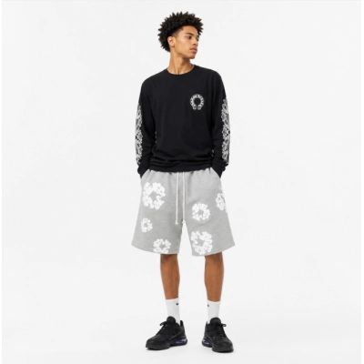 Chrome Hearts Horseshoe Long-Sleeve T-Shirt 'Black/White' + Denim Tears pants Grey White 01