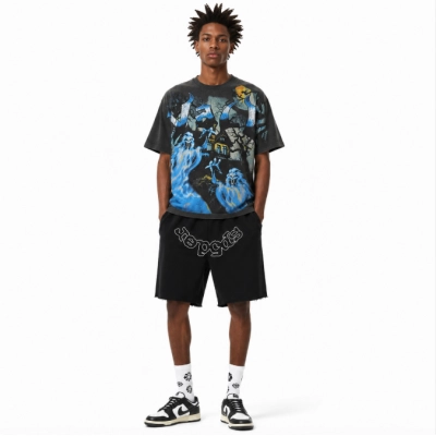 Vale Forever Casper Big Tee Black + Sp5der Shorts 198# 01