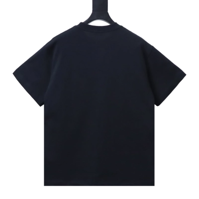 Burberry Gold Thread Horse Embroidery Short-Sleeve T-Shirt Black 02