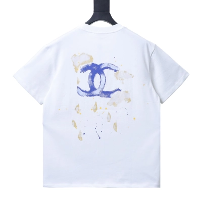 Chanel Hand-Painted CC Print Short-Sleeve T-Shirt White 02