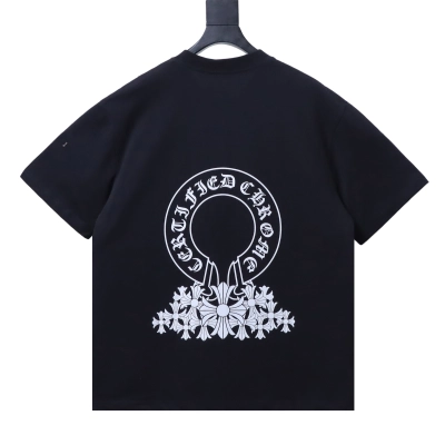 Chrome Hearts Horseshoe Cross Print Short-Sleeve Black 02