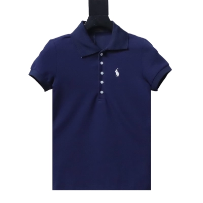 RALPH LAUREN five-button embroidered polo shirt with small horse logo Navy 01