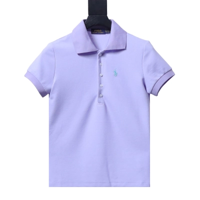 RALPH LAUREN five-button embroidered polo shirt with small horse logo Purple 01