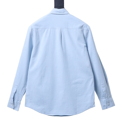 Ralph Lauren linen long-sleeved shirt with small logo and horse embroidery Blue 02