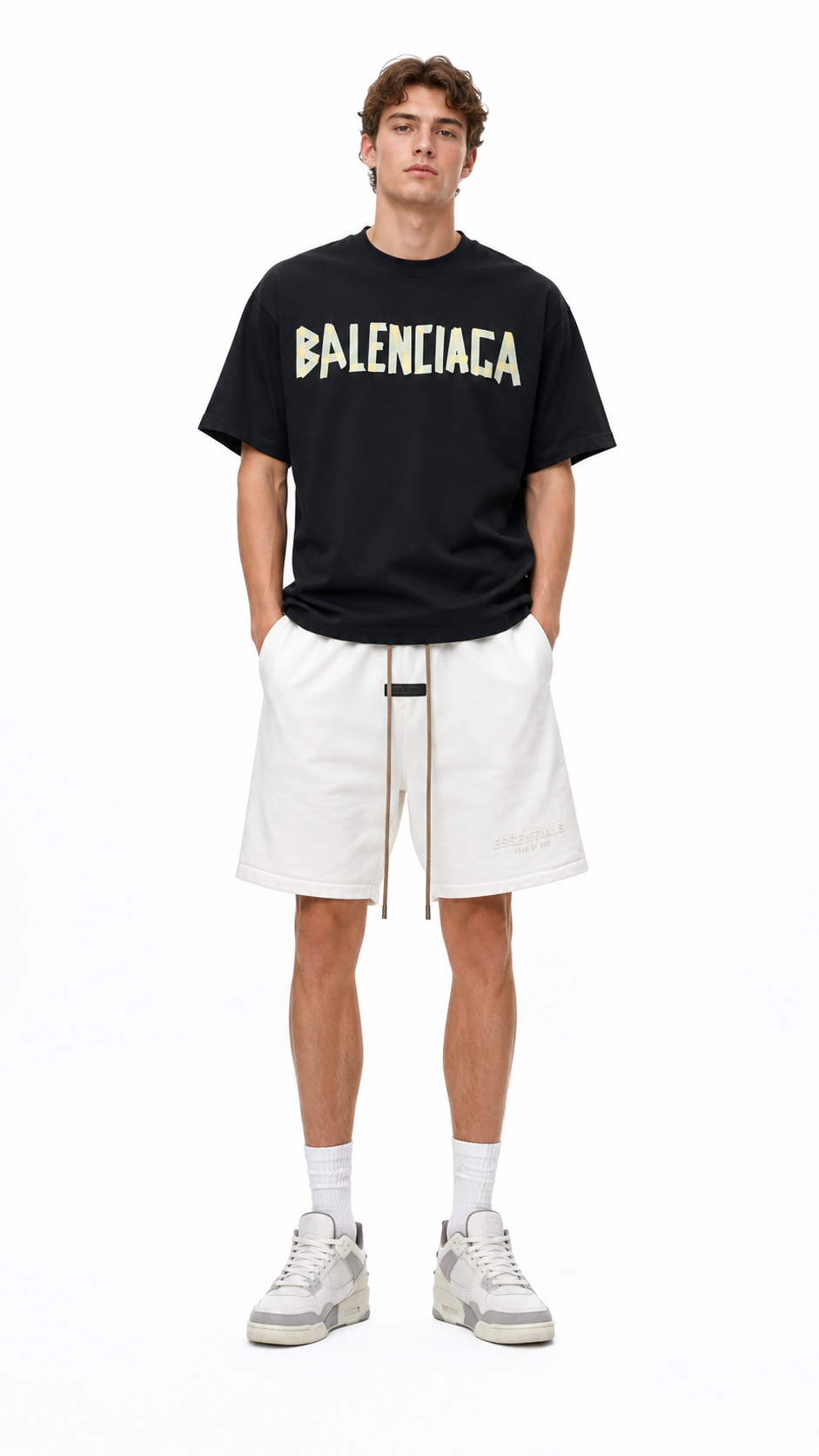 Balenciaga Masking Tape T-Shirt + FOG ESSENTIALS Short Pants 2323