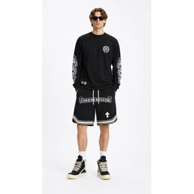 Chrome Hearts 25FW Horseshoe Print T-Shirt Black + Chrome Hearts Sanskrit embroidered woven Short Pants 01