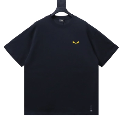 Fendi Monster Small Eyes Embroidered Short-Sleeve T-Shirt Black 01