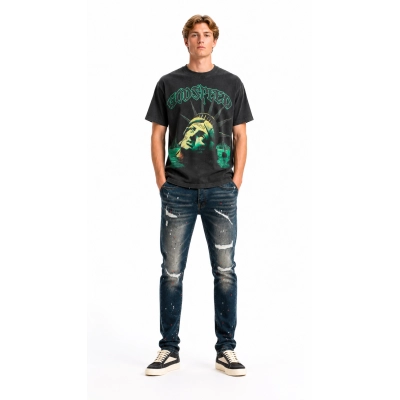Godspeed Pure Cotton T-Shirt with Print 1069# + Purple Brand Pants PU173# 01