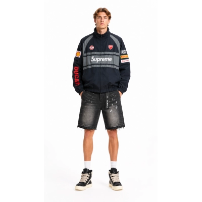 Supreme x Ducati SS24 Logo-Print Contrast Track Jacket + Purple Short Pants PU520# 01