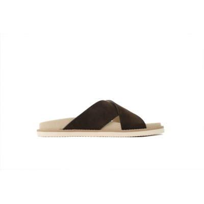 GET Brunello Cucinelli Suede Slide Sandals Coffee 02