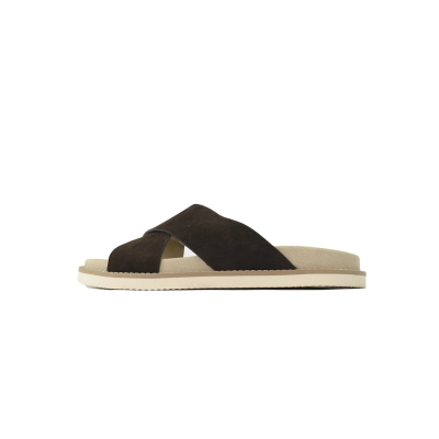 GET Brunello Cucinelli Suede Slide Sandals Coffee 01