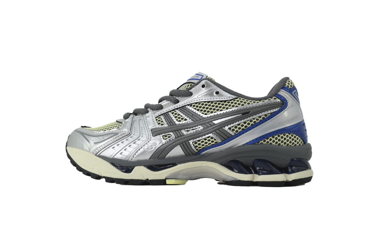 GET ASICS Gel Kayano 14 Soft Yellow Silver Blue 1203A740-750
