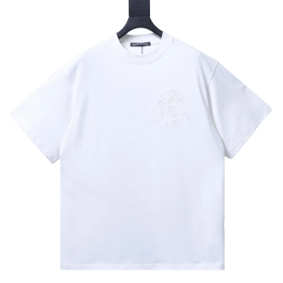 Chrome Hearts Sanskrit Cross Embroidered Crewneck Short-Sleeve T-Shirt White 01