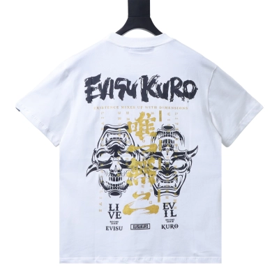 EVISU KURO Gold-Foil Hannya Demon Mask Short-Sleeve T-Shirt White 02
