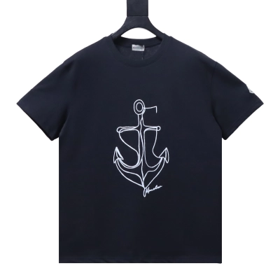 MONCLER MC Short-Sleeve T-Shirt with Anchor Line Motif Black 01