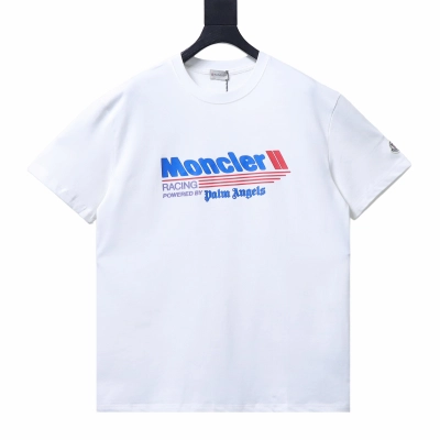 Moncler x Palm Angels Racing Print Short-Sleeve T-Shirt White 01