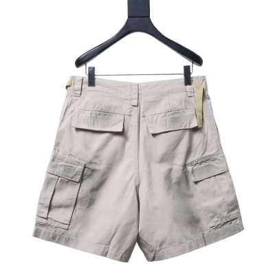 Balenciaga 24ss Hand-painted Dirty Plaid Fabric Pocket Denim Shorts 02