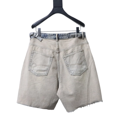 Balenciaga 24SS New Reversible Washed Distressed Denim Shorts 02