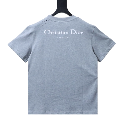 DIOR distressed ripped logo print short-sleeved T-shirt 02