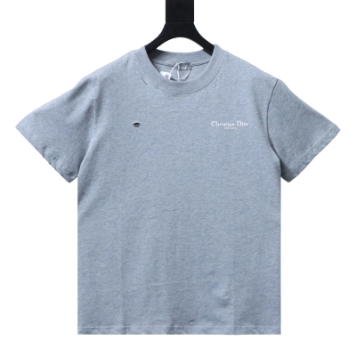 DIOR distressed ripped logo print short-sleeved T-shirt 01
