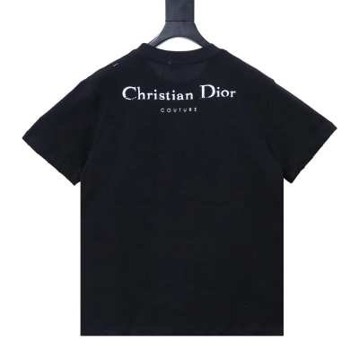 DIOR distressed ripped logo print short-sleeved T-shirt Black 02