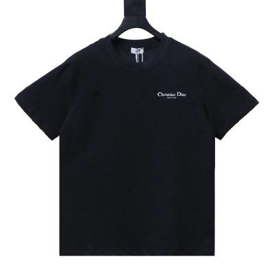 DIOR distressed ripped logo print short-sleeved T-shirt Black 01