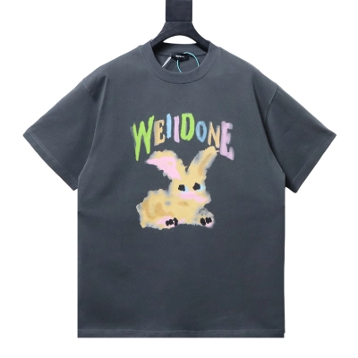WE11DONE 26SS Fun Painted Bunny Print Short-Sleeve T-Shirt Grey 01