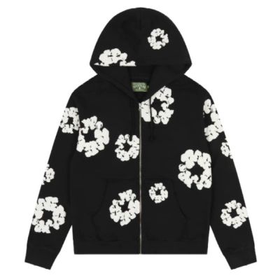 Denim Tears Cotton Wreath Zip Hoodie Black 01