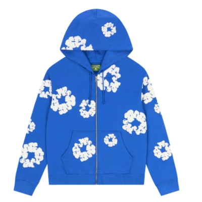 Denim Tears Cotton Wreath Zip Hoodie Blue 01