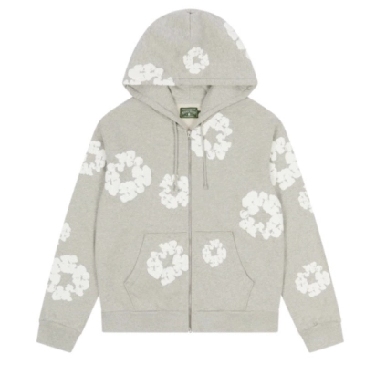 Denim Tears Cotton Wreath Zip Hoodie Gray 01