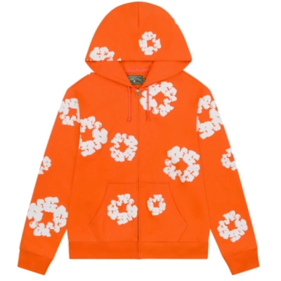 Denim Tears Cotton Wreath Zip Hoodie Orange 01