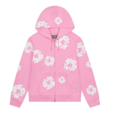 Denim Tears Cotton Wreath Zip Hoodie Pink 01