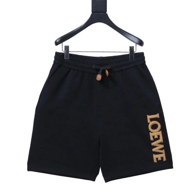 Loewe SS26 Letter-Patch Terry Cloth Shorts Black 01