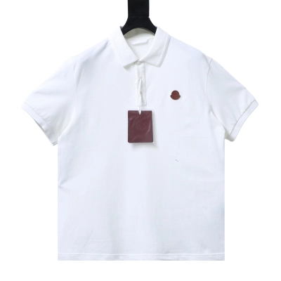 Moncler Logo Patch Short-Sleeve Polo Shirt White 01